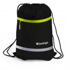 Мешок для обуви 1 отделение Berlingo "Basic yellow", 360*460мм, светоотражающая лента, карман на молнии